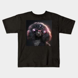 Funky Black Poodle With Glasses Kids T-Shirt